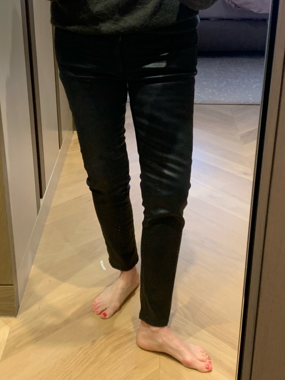 Women's Black AG Legging Ankle faux leather jean